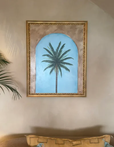 Obra pintada em acrílico sobre tela, marca a reinvenção da arte da Mona, um novo começo, um novo renascer da artista. "La Palmera"